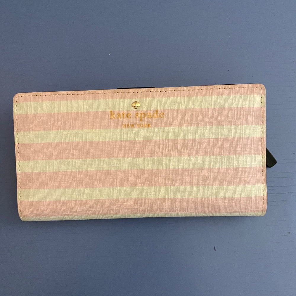 Kate Spade pink and white striped wallet